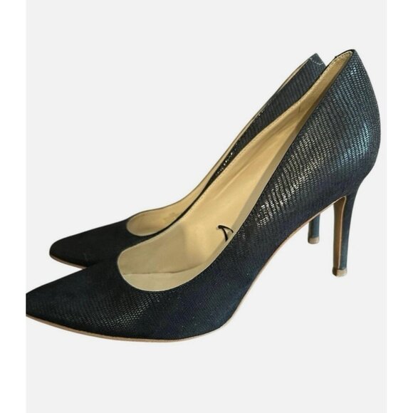 marc fisher Solid Black Darren Vegan Faux Snakeskin Pointed Toe Stilettos Pumps - Picture 1 of 8